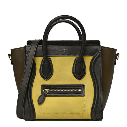 Celine Nubuck Smooth Calfskin Nano Tri-Color Luggage Chartreuse 1 of 20