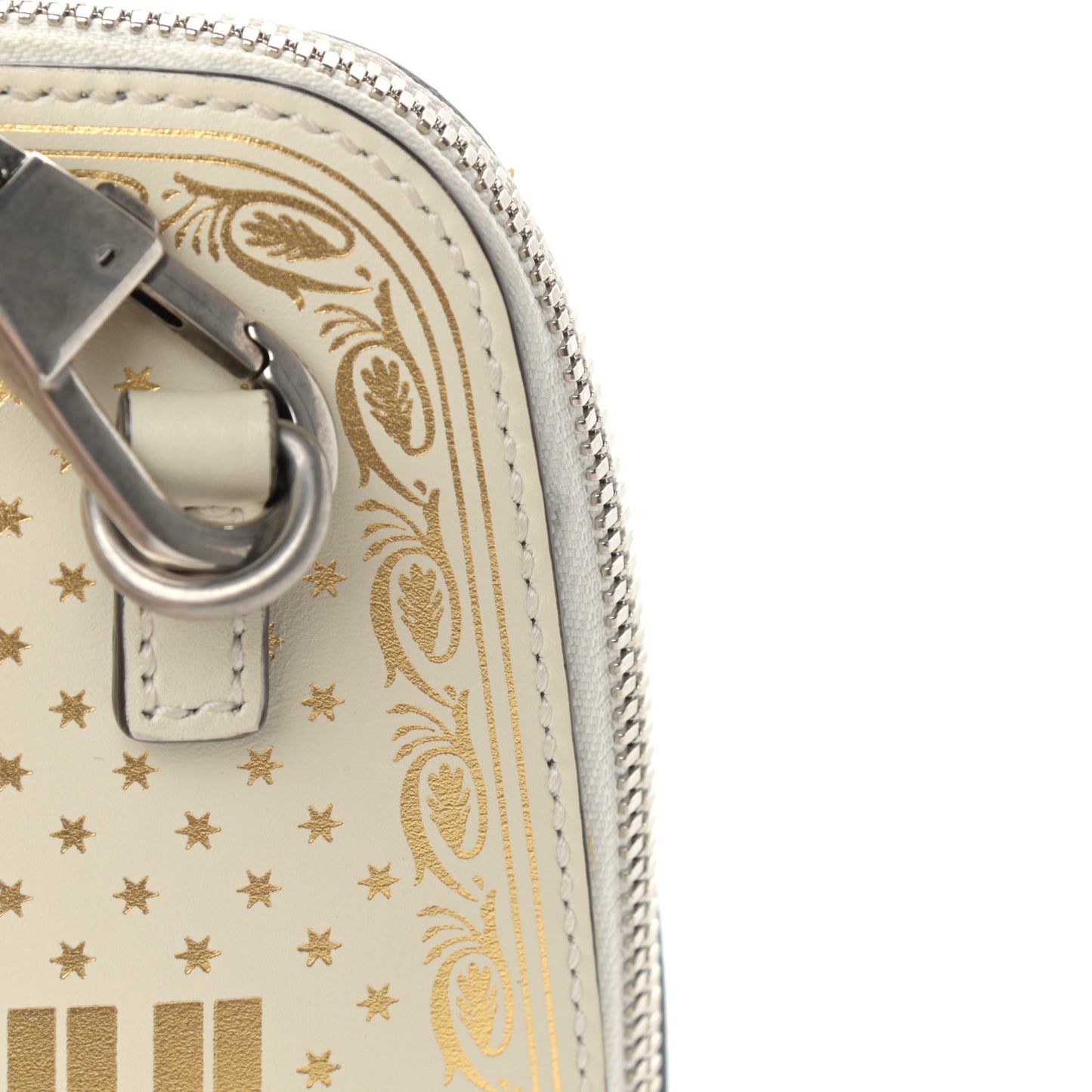 X SEGA Calfskin GUCCY Stars Mini Dome Shoulder Bag Mystic White Gold