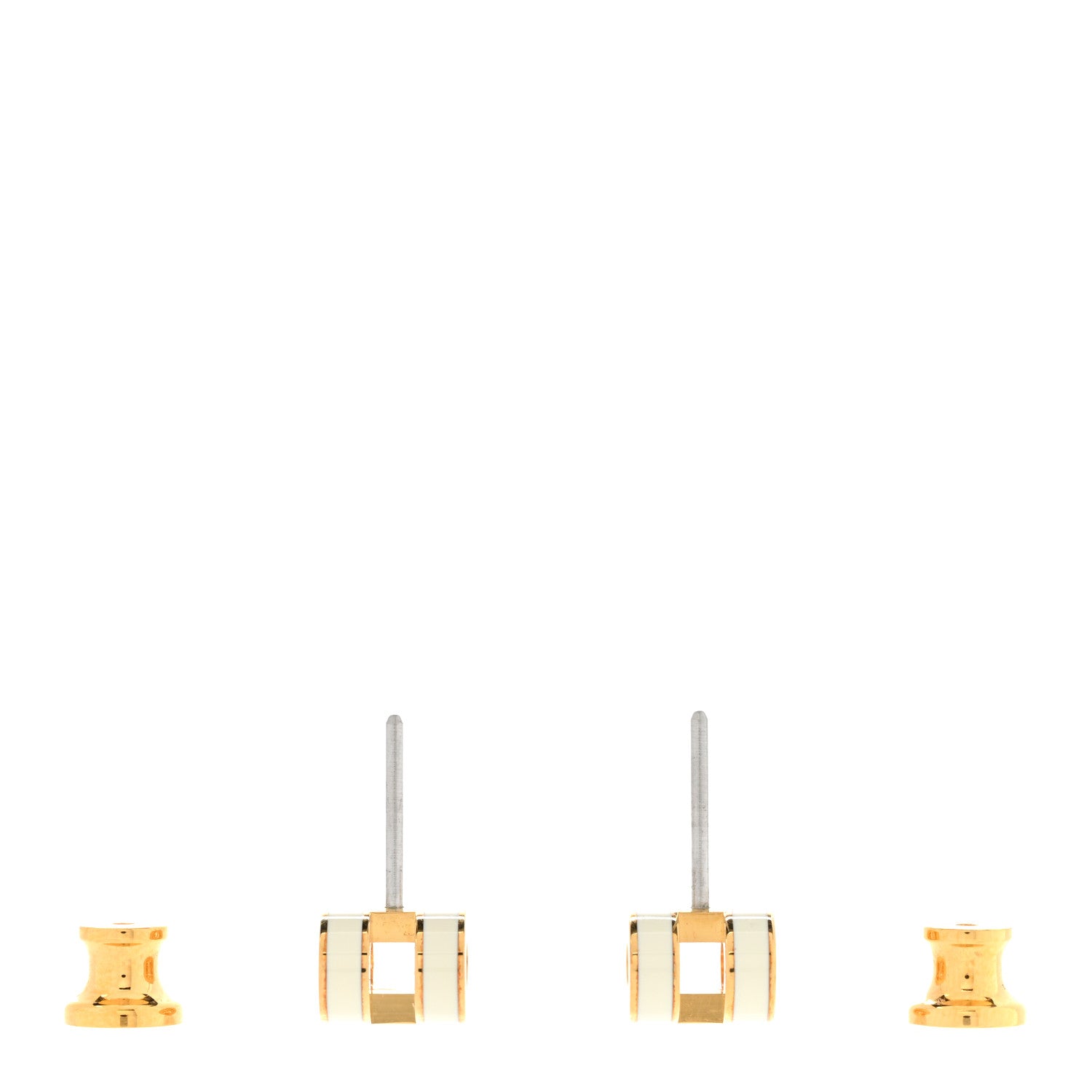 Hermes Gold Lacquered Mini Pop H Earrings White 3 of 5
