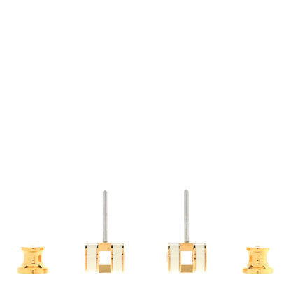 Hermes Gold Lacquered Mini Pop H Earrings White 3 of 5