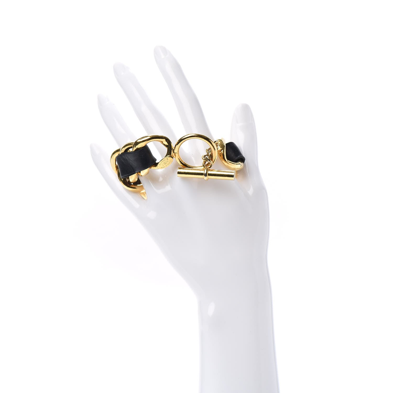 Chanel Lambskin Chain Bracelet Black Gold 2 of 4