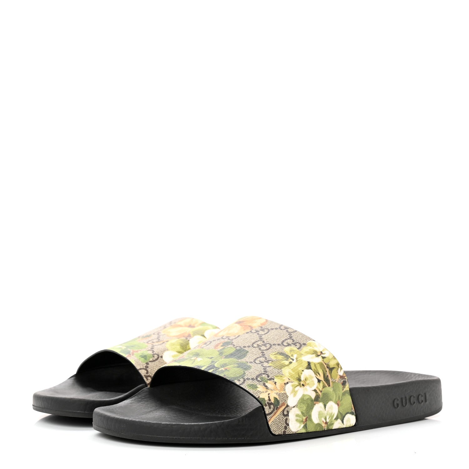 Gucci GG Supreme Monogram Mens Blooms Slide Sandals 11 Beige Green 3 of 9