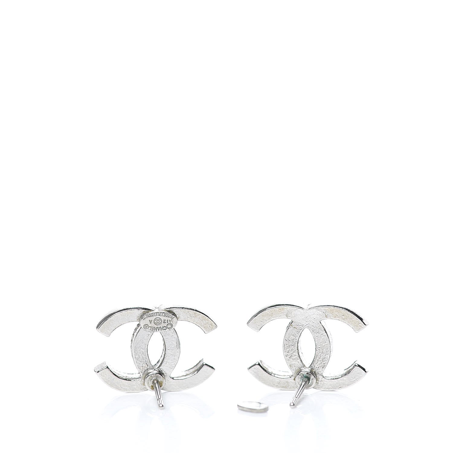 Chanel Crystal CC Earrings Silver 6 of 6