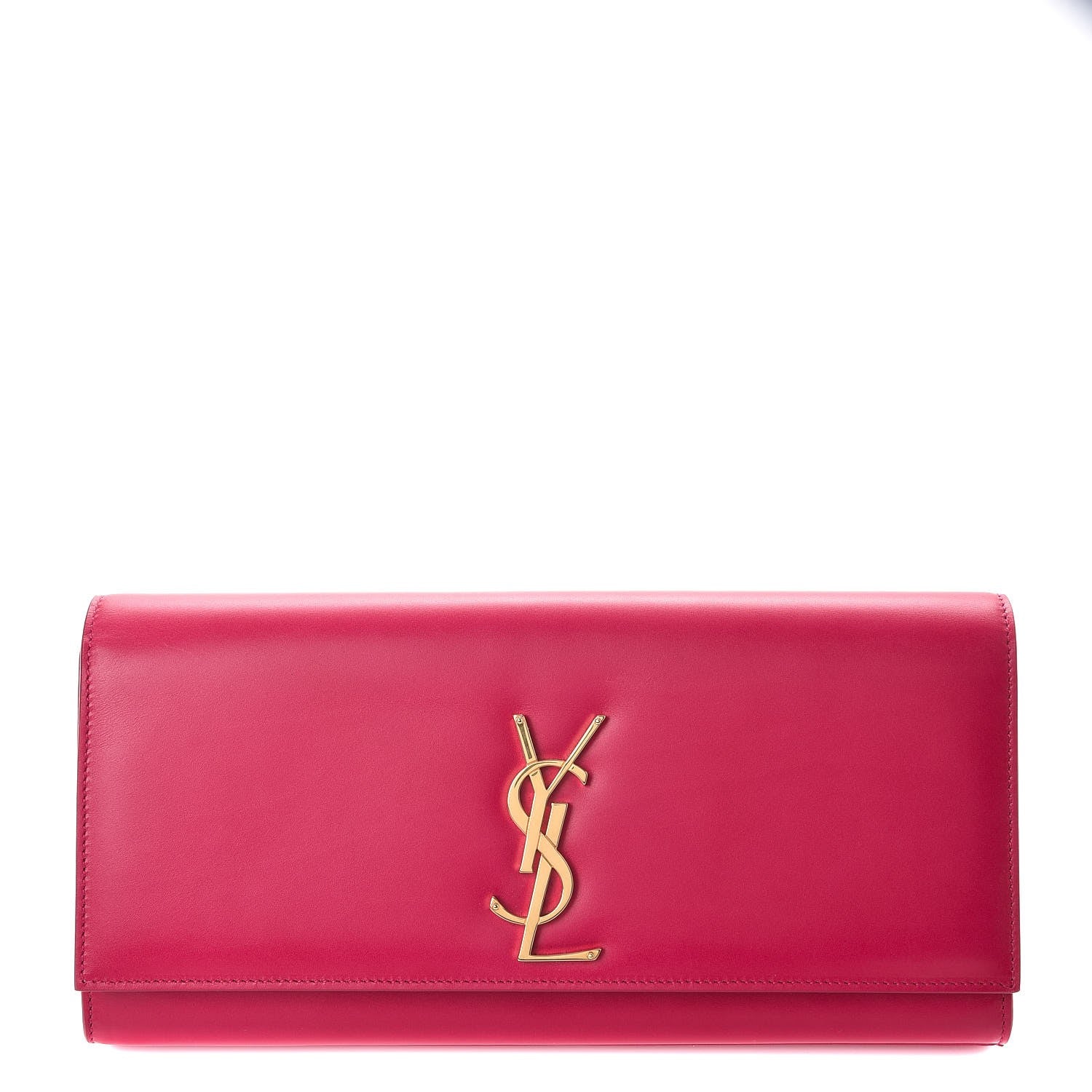 Saint Laurent Calfskin Classic Monogram Clutch Fuschia 1 of 7