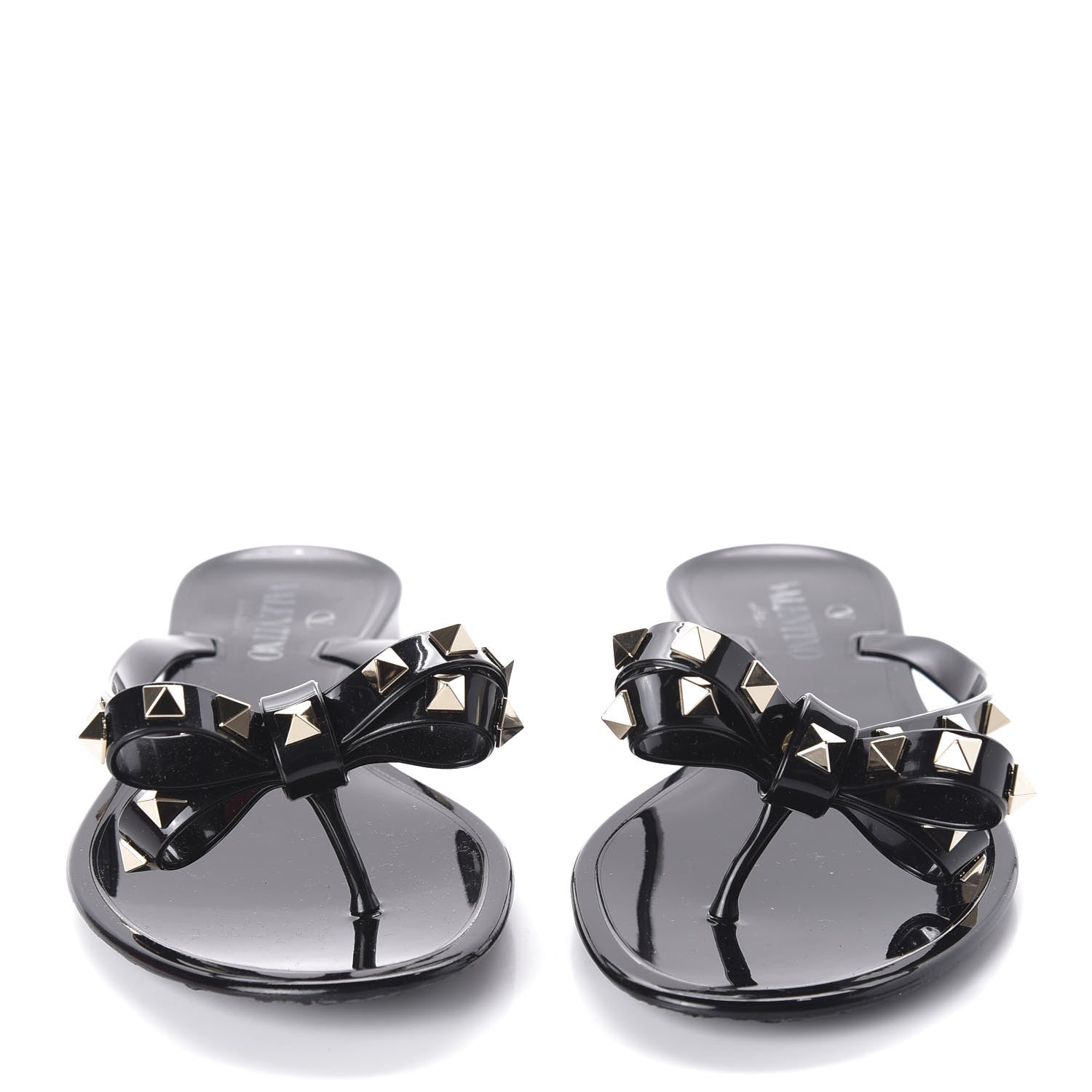 Valentino Garavani PVC Jelly Rockstud Bow Thong Sandals 38 Black 2 of 9