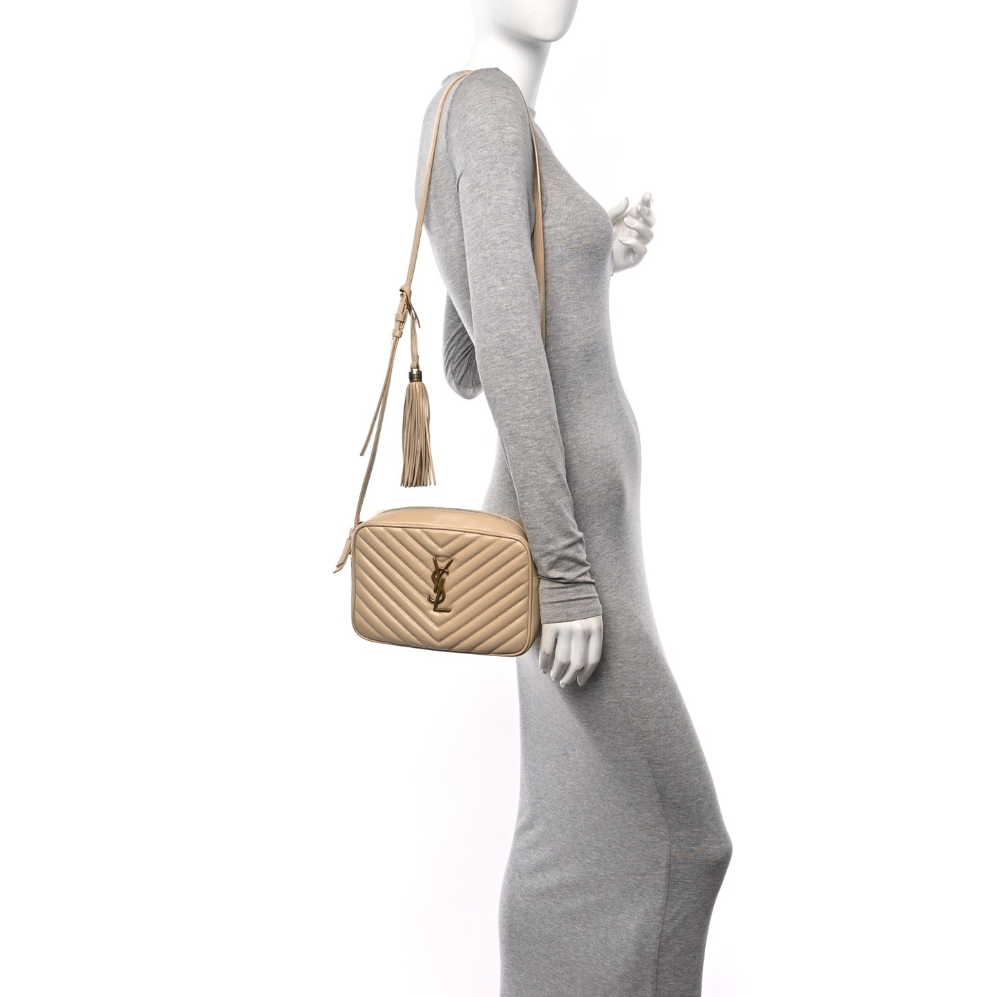 Calfskin Matelasse Monogram Lou Camera Bag Dark Beige