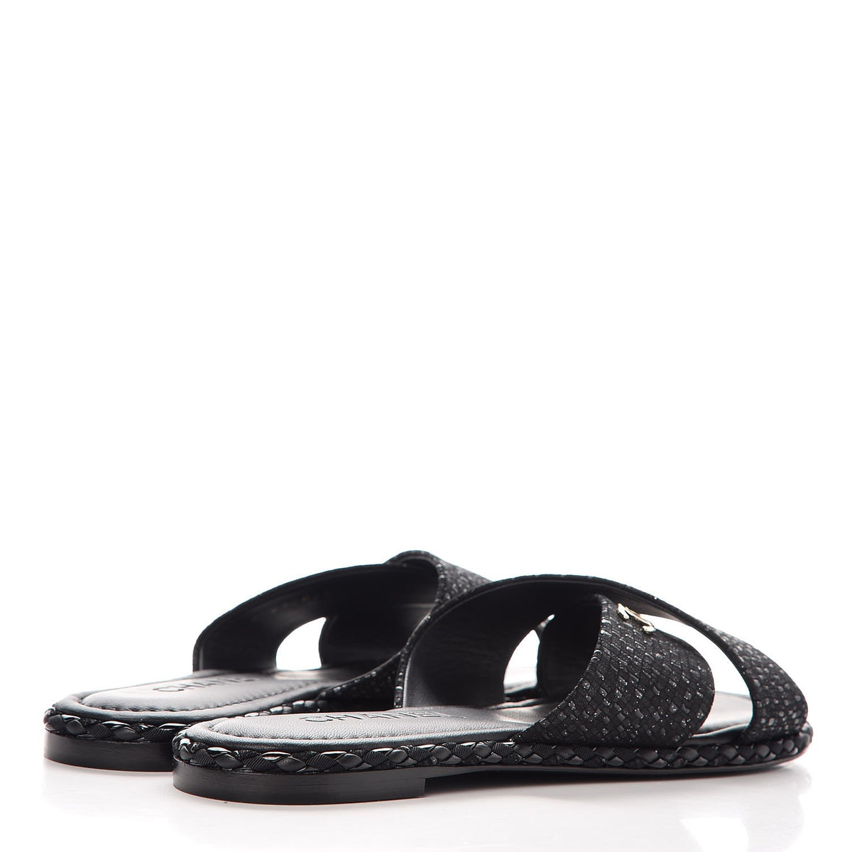 Chanel Fabric Mule Sandals 38 Black 4 of 8