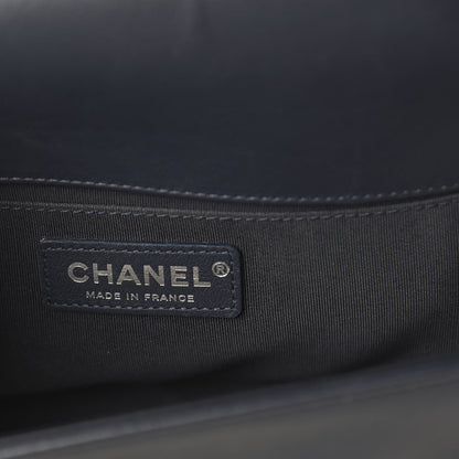 Chanel Lambskin Chevron Medium Boy Flap Dark Navy Blue 5 of 9