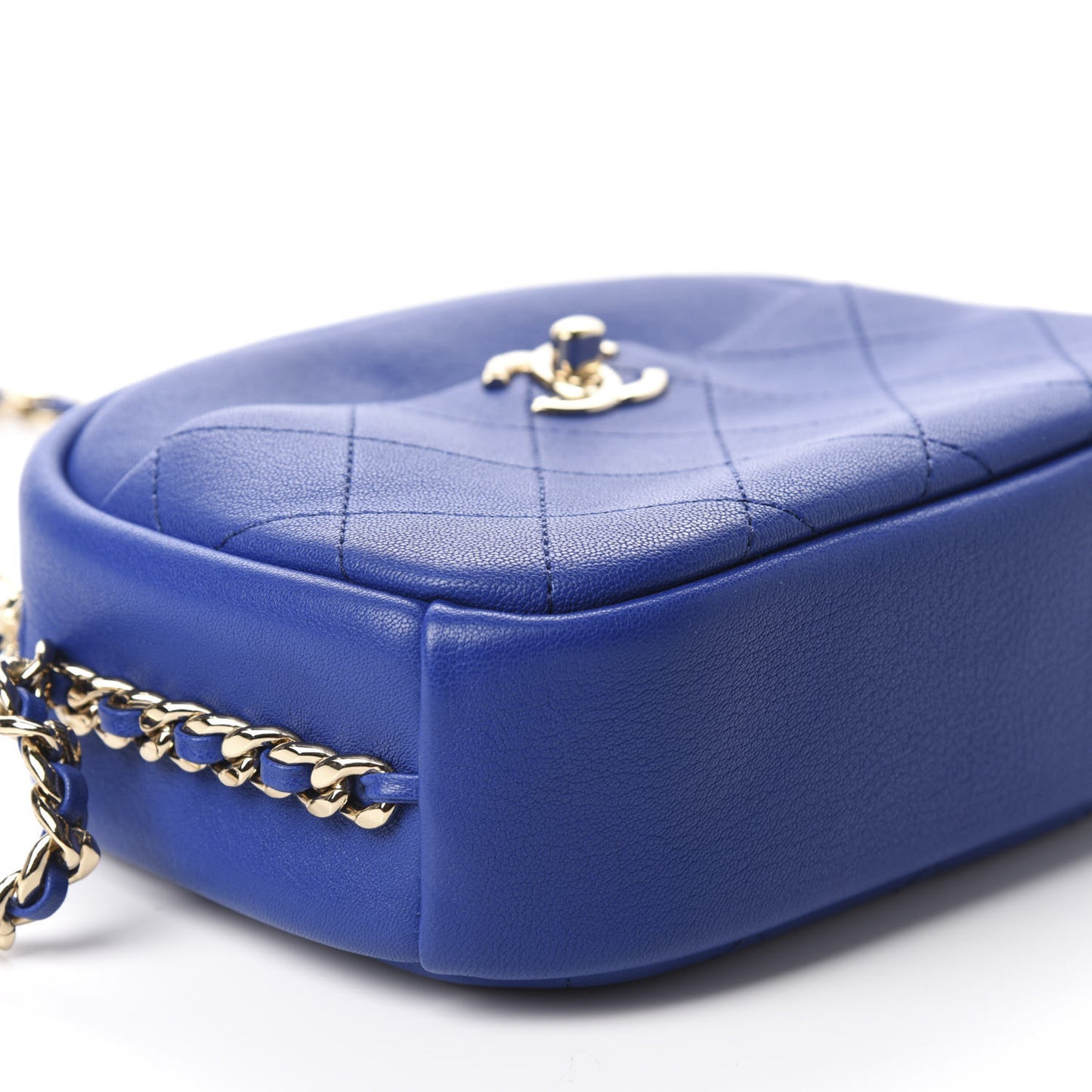 Goatskin Quilted Small Casual Trip Camera Case Blue