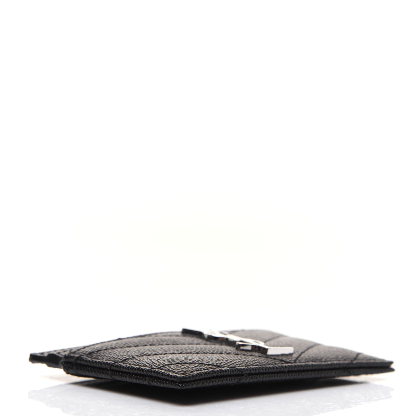 Grain De Poudre Matelasse Chevron Monogram Credit Card Case Black