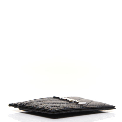 Saint Laurent Grain De Poudre Matelasse Chevron Monogram Credit Card Case Black 4 of 12