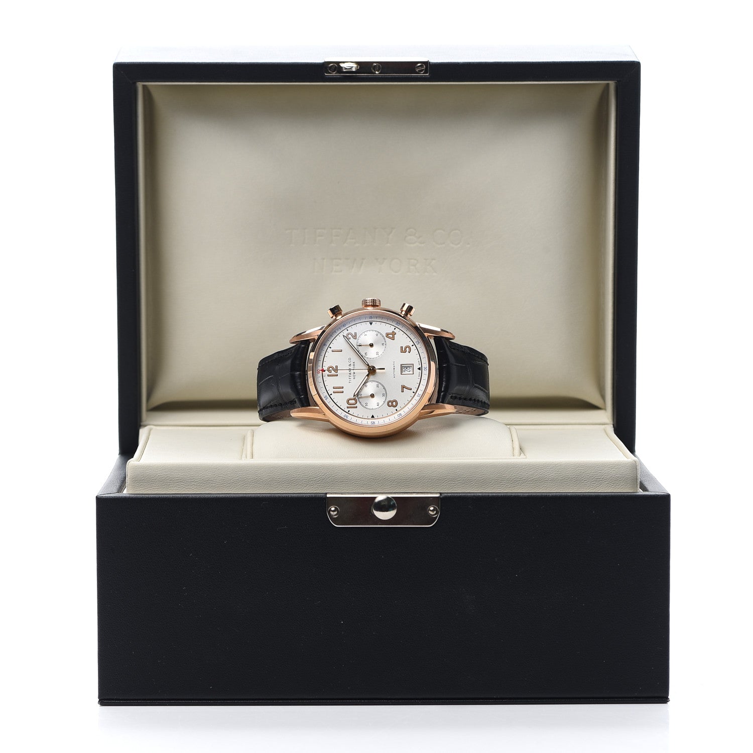 Tiffany 18K Rose Gold Alligator 42mm CT60 Chronograph Automatic Watch 5 of 5