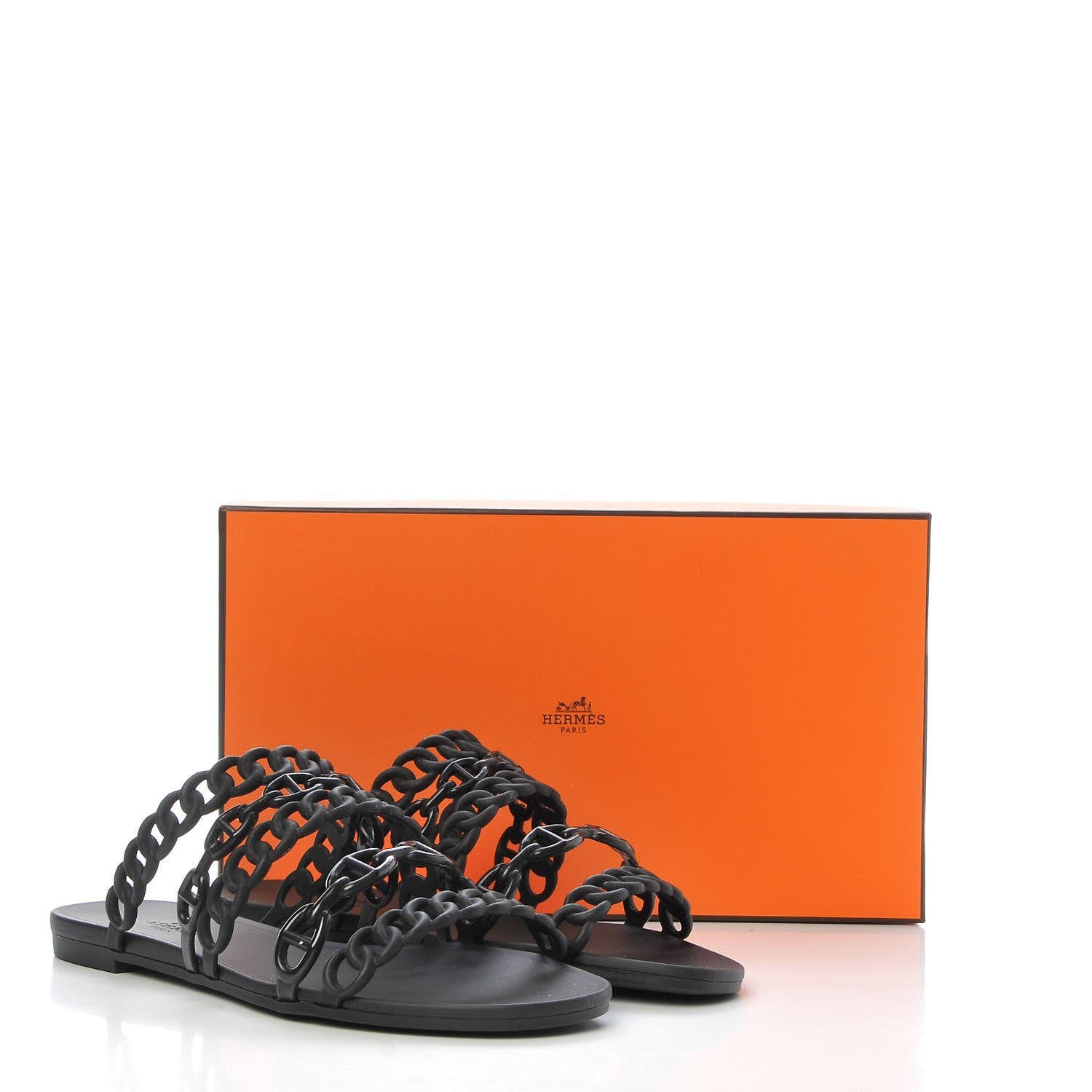 Hermes Rubber Chaine d'Ancre Nude Sandals 37 Black 8 of 8
