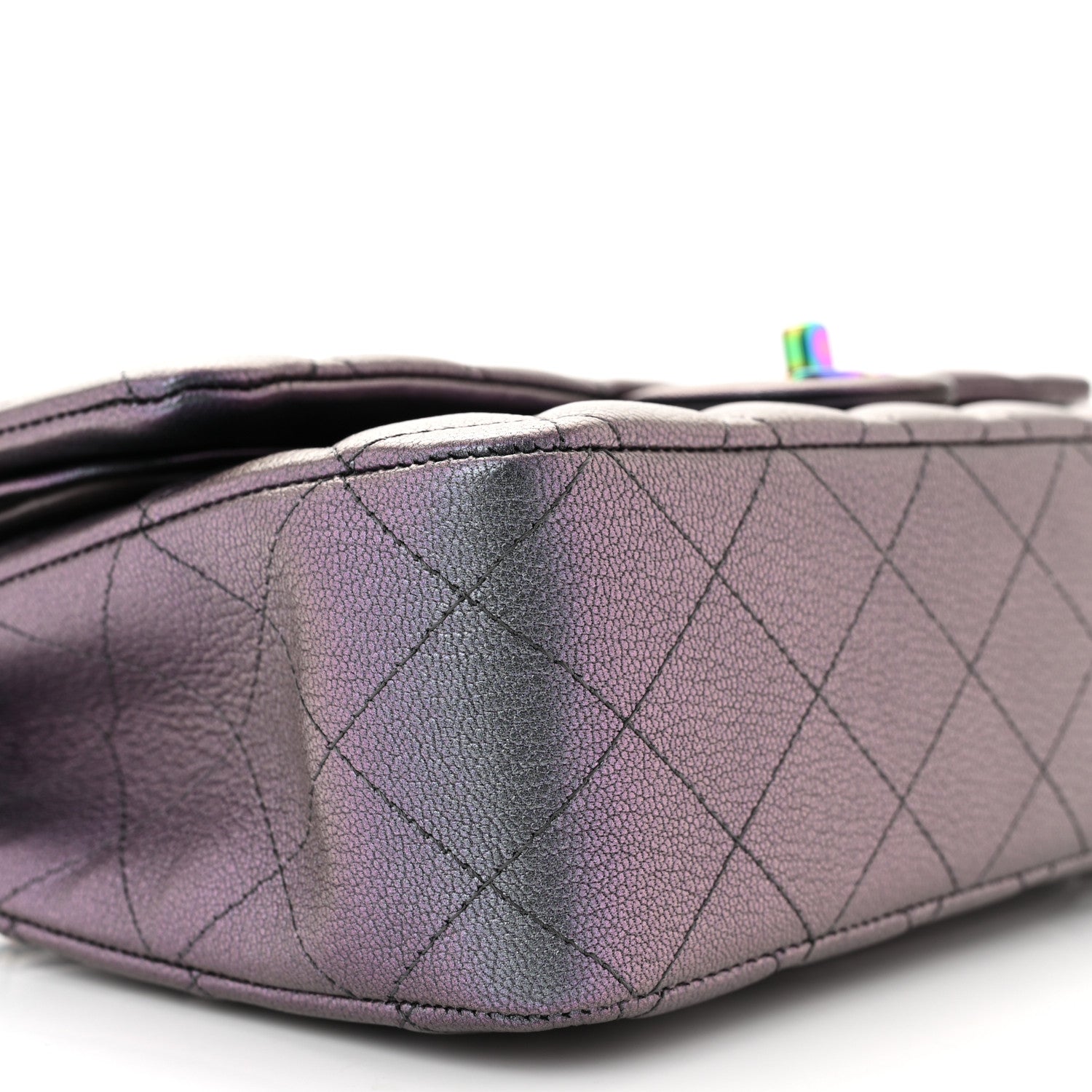 Chanel Iridescent Goatskin Quilted Medium Double Flap Purple 9 of 11