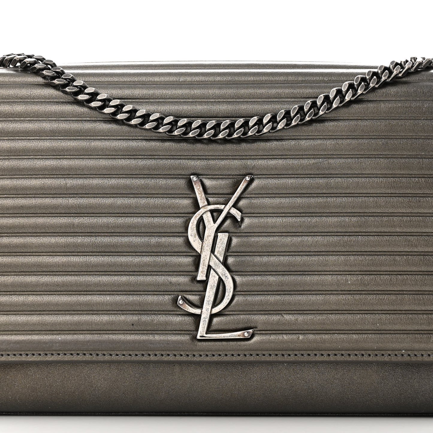 Ribbed Calfskin Medium Monogram Kate Satchel Anthracite