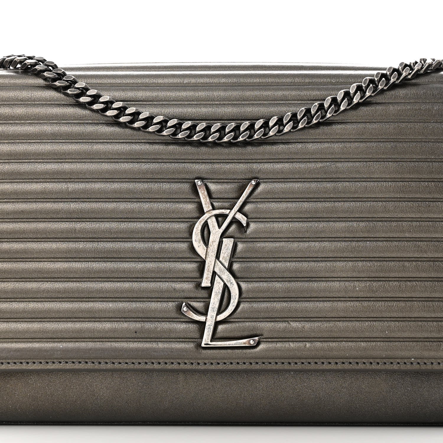 Saint Laurent Ribbed Calfskin Medium Monogram Kate Satchel Anthracite 7 of 11
