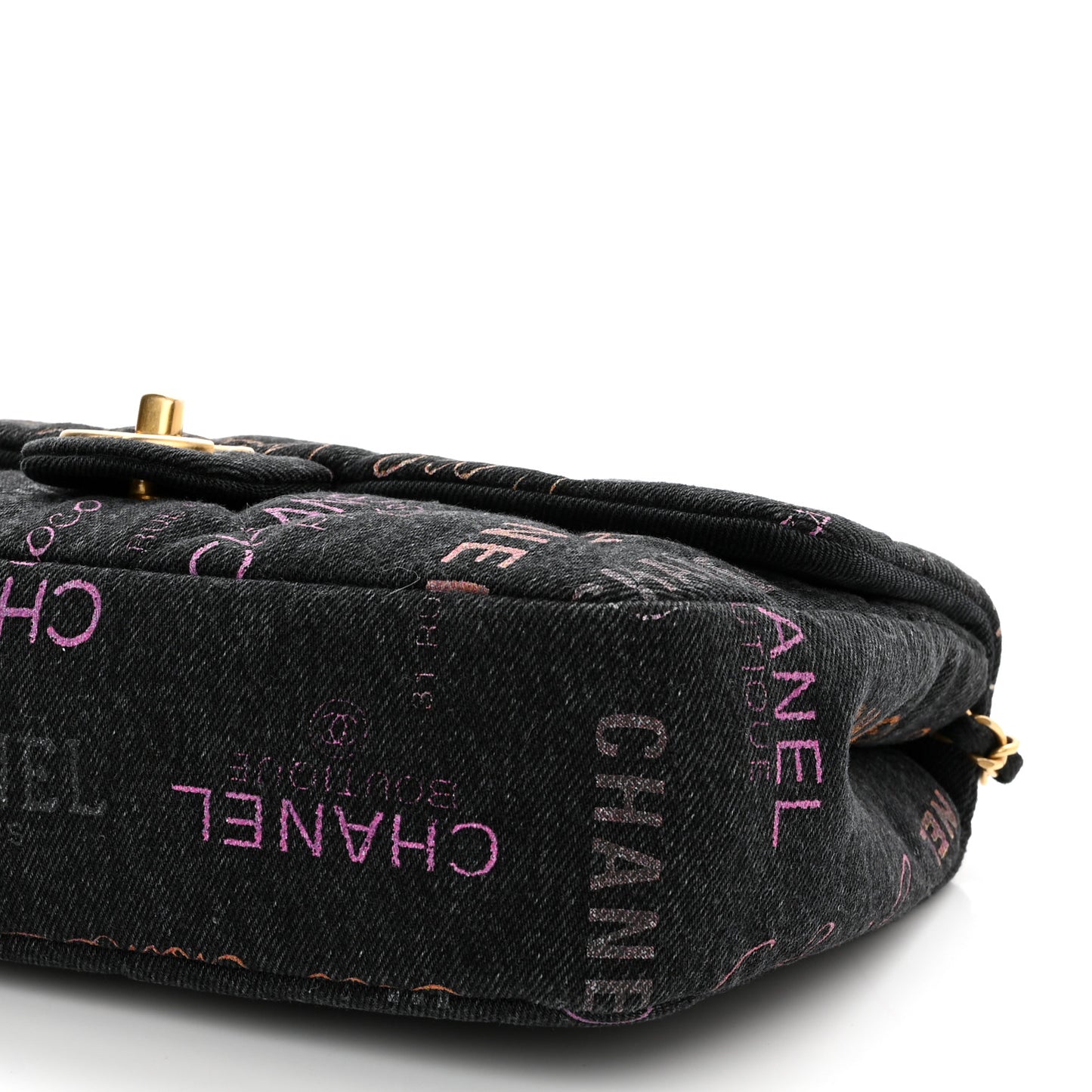 Denim Quilted Denim Mood Large Flap Black Multicolor
