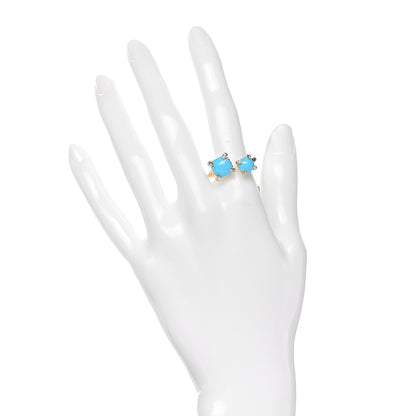 David Yurman 18K Yellow Gold Diamond Turquoise Chatelaine Bypass Ring 54 7 2 of 6