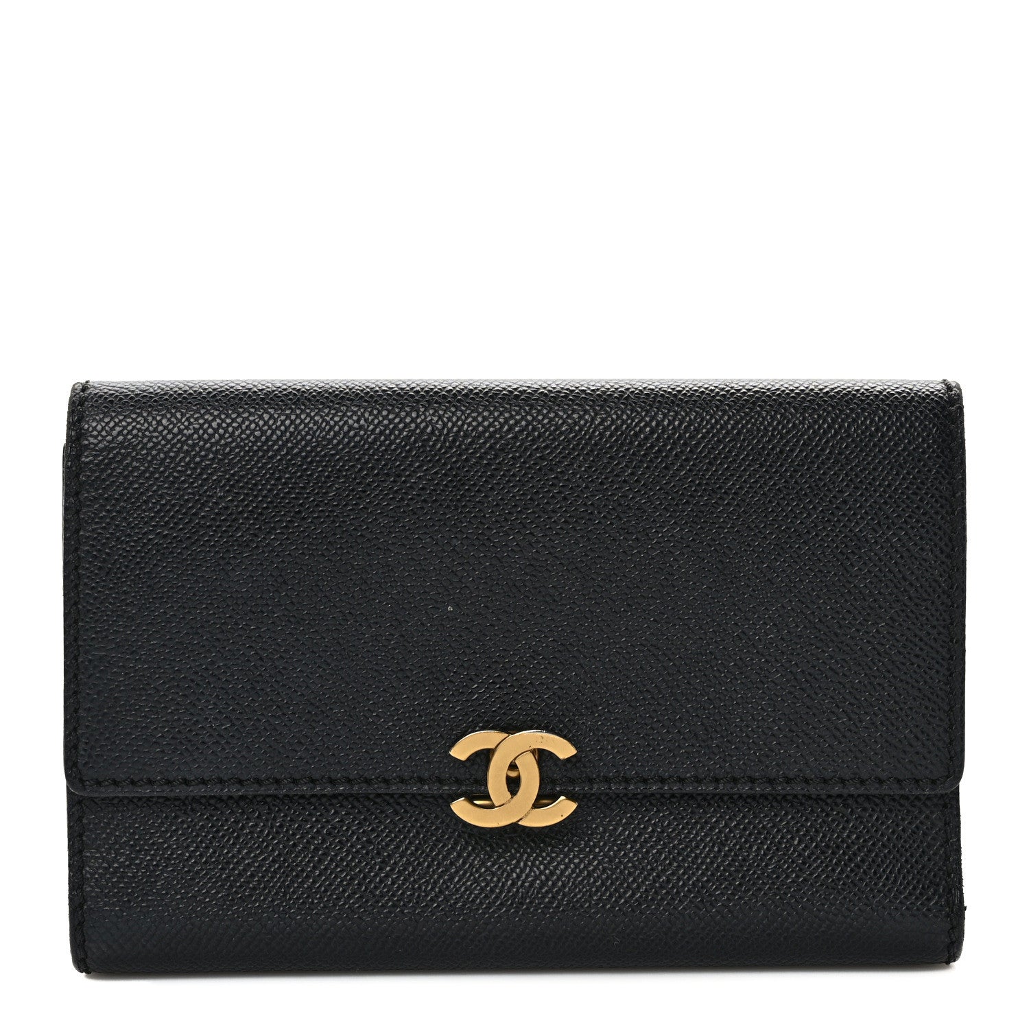 Chanel Grained Calfskin CC Flap Wallet Black 1 of 7