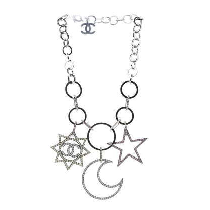 Chanel Ruthenium Crystal CC Star Moon Star Necklace 3 of 5