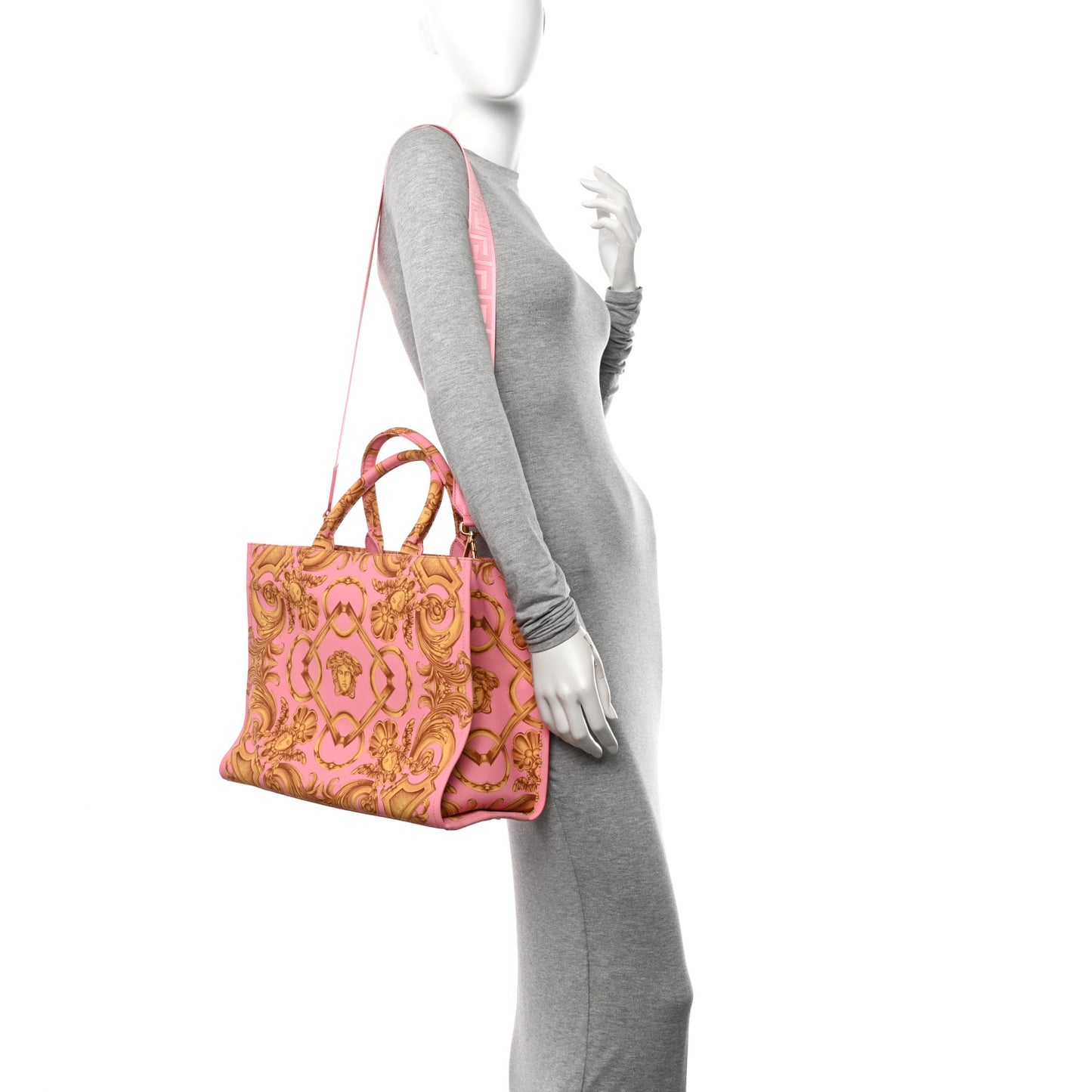 Canvas Baroque Print Medusa Large Tote Pink