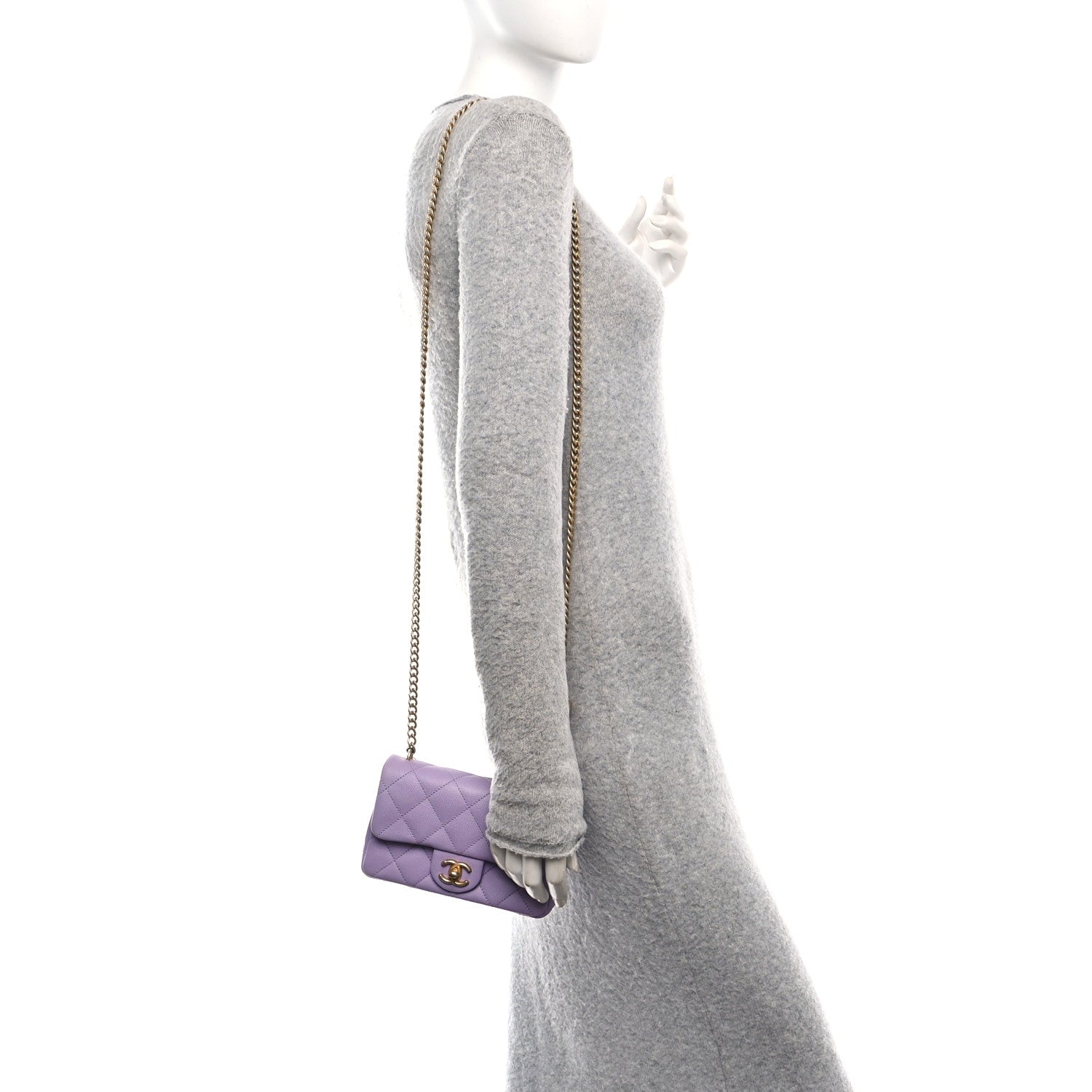 Chanel Caviar Quilted Mini Rectangular Sweetheart Flap Light Purple 2 of 12