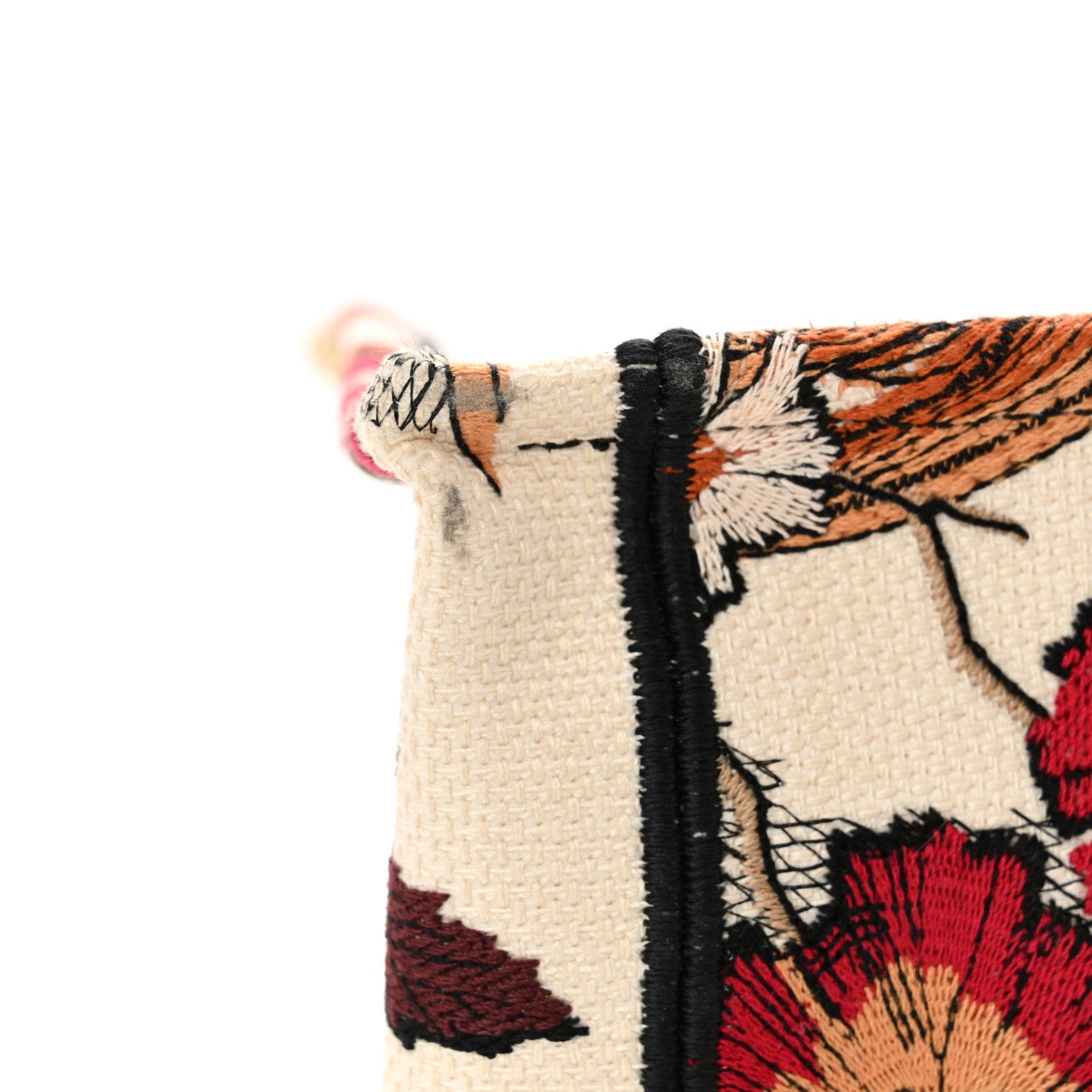 Christian Dior Canvas Embroidered Phoenix Medium Book Tote Red Multicolor 11 of 11