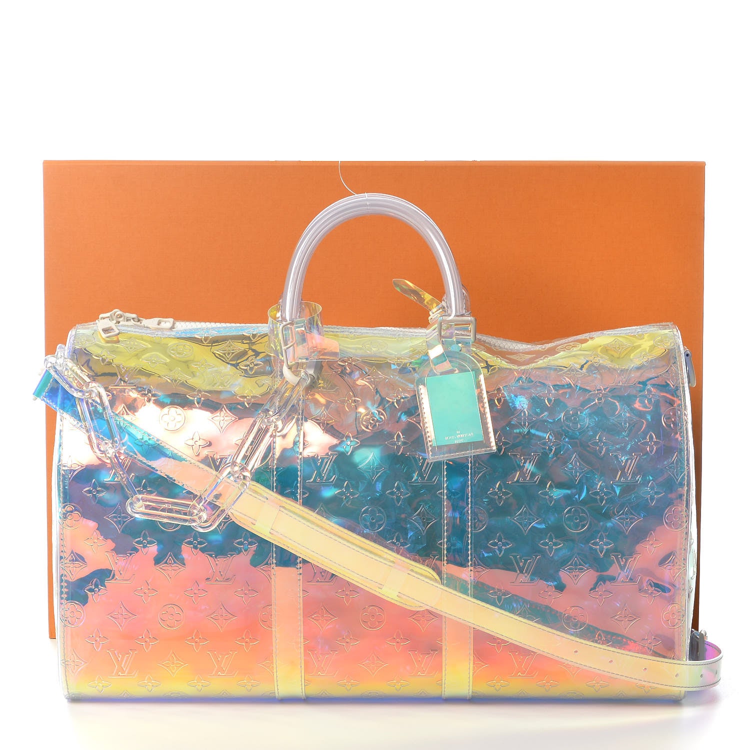 Louis Vuitton PVC Monogram Keepall Bandouliere 50 Iridescent Prism 10 of 10