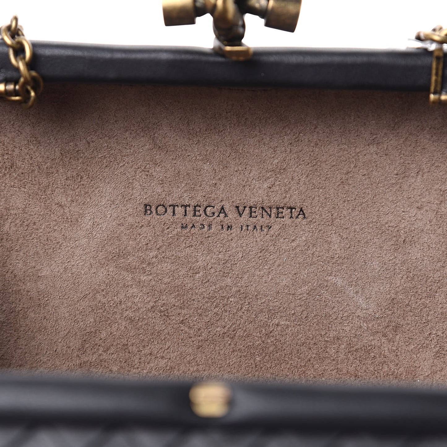 Nappa Intrecciato Chain Knot Clutch Black