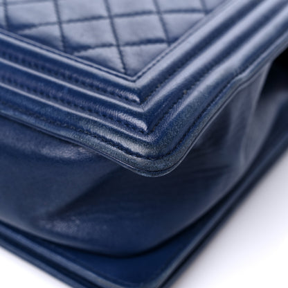 Chanel Lambskin Quilted New Medium Boy Flap Dark Blue 10 of 18