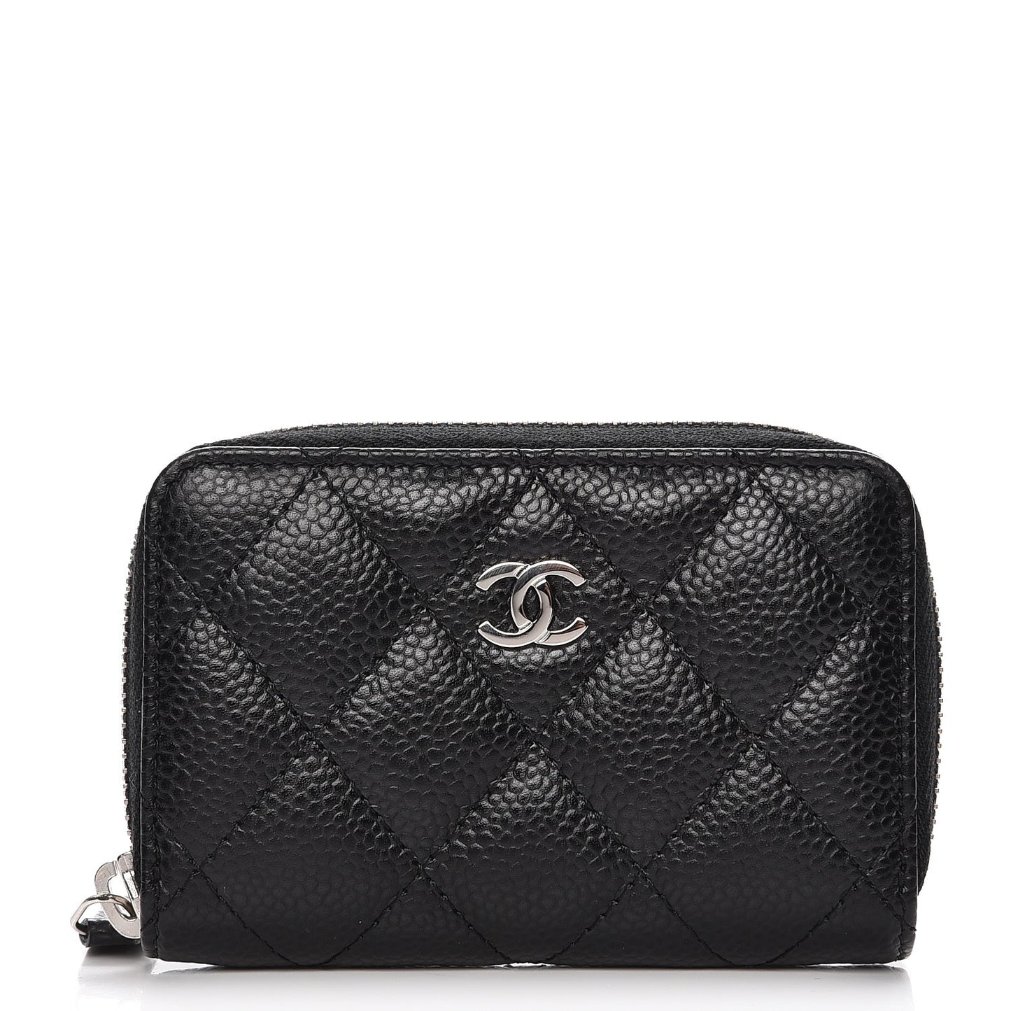 Caviar Quilted Zip Coin Purse Black