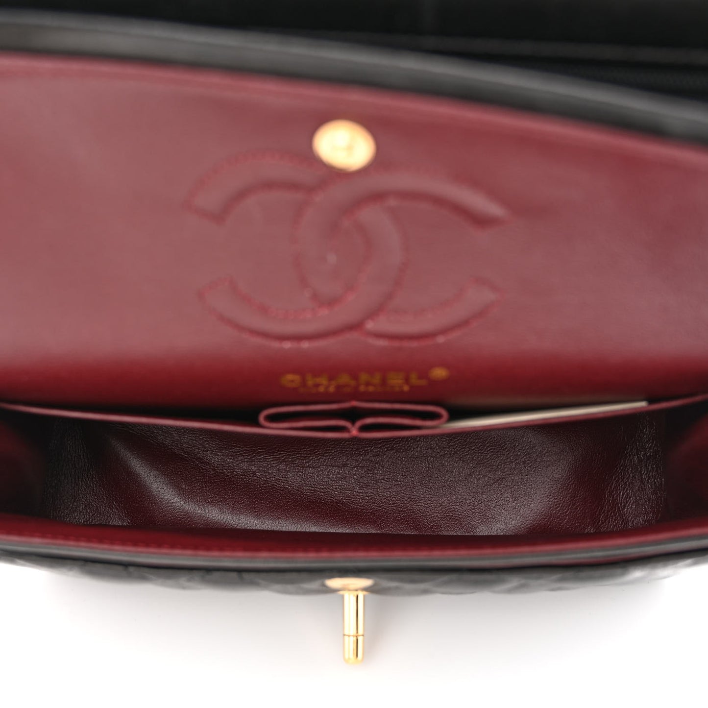 Lambskin Quilted Small Double Flap Black