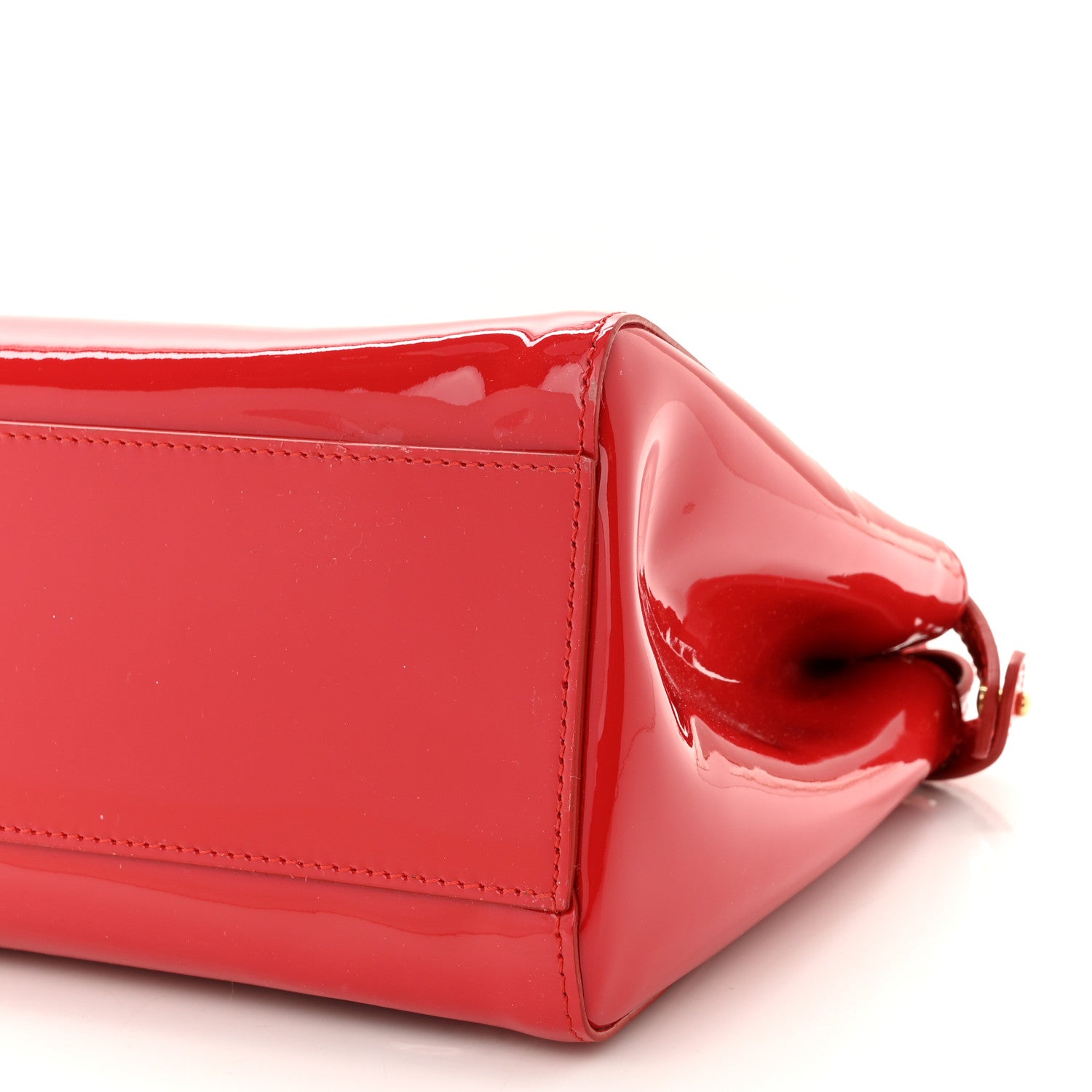 Fendi Vitello Vernice Mou Mini Peekaboo Iconic Satchel Rosso Cardinale 9 of 9