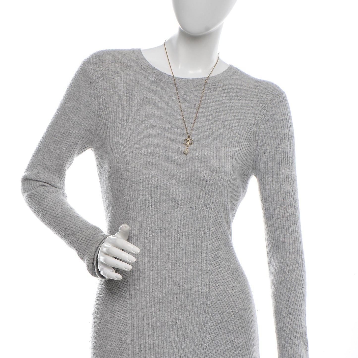 Pearl Crystal CC Drop Necklace Gold Black
