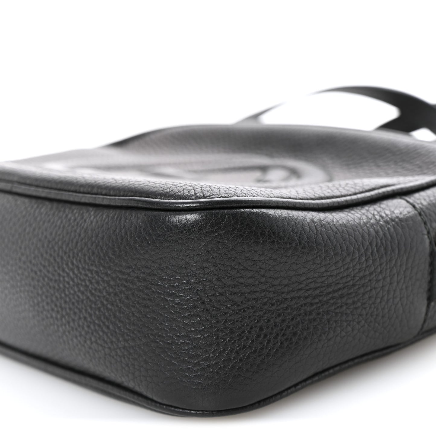 Pebbled Calfskin Small Soho Disco Bag Black