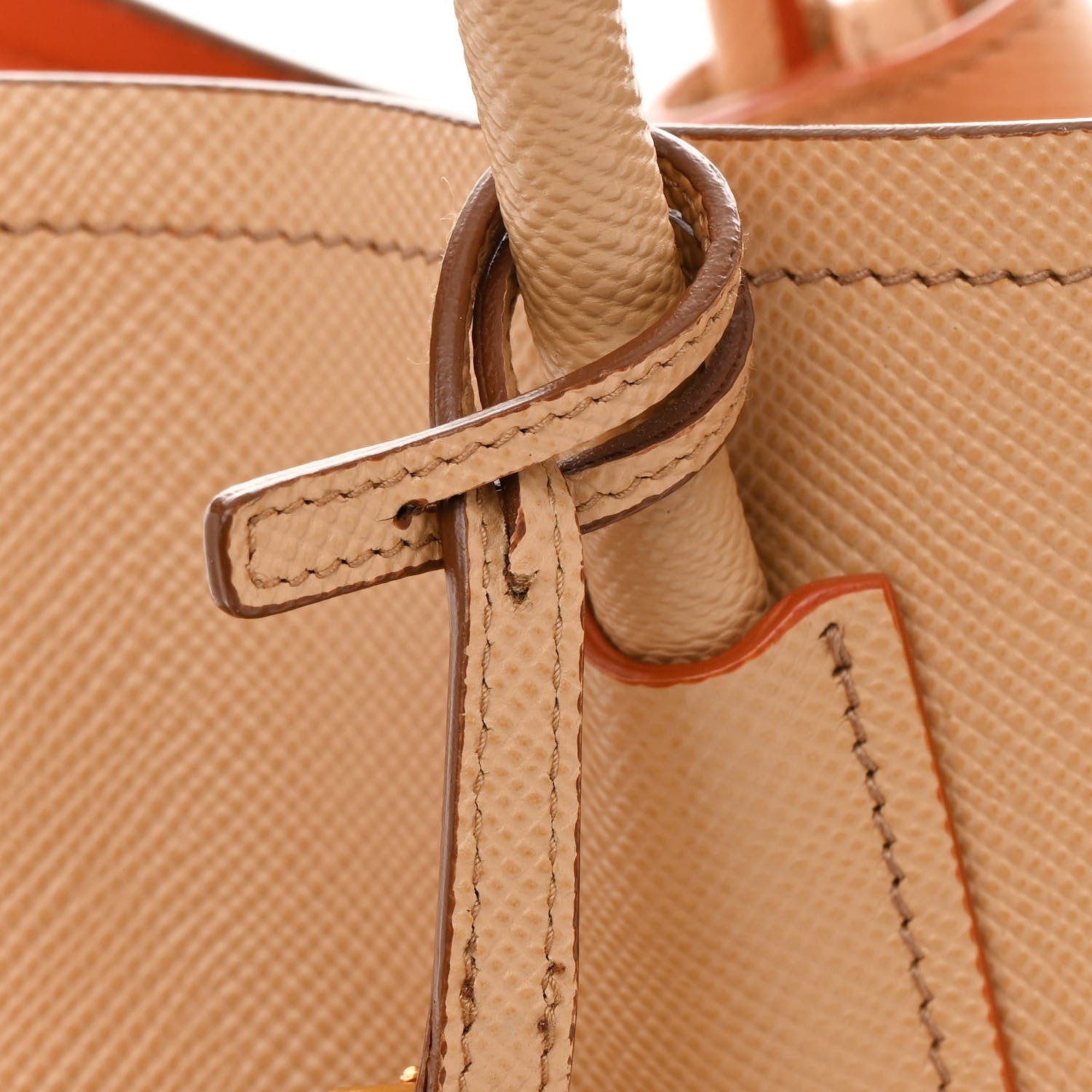 Prada Saffiano Cuir Medium Double Bag Noisette Papaya 17 of 20
