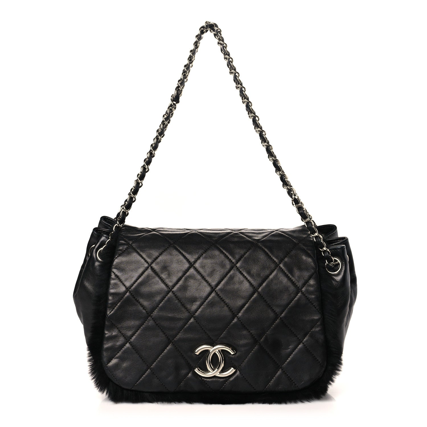 Chanel Lambskin Shearling CC Flap Bag Black 1 of 9