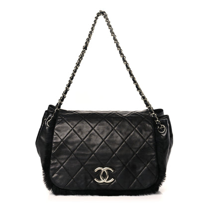 Chanel Lambskin Shearling CC Flap Bag Black 1 of 9