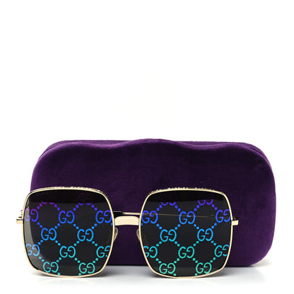 Gucci Metal Rectangular Frame Sunglasses GG0414S Gold Multicolor 8 of 8