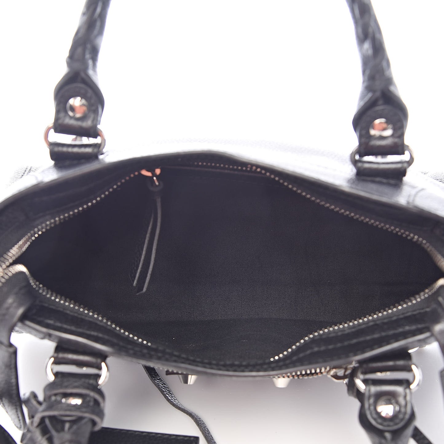 Grained Calfskin Classic Silver Hardware Mini City Black