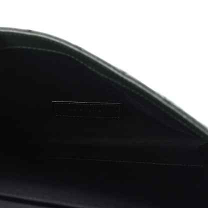 Saint Laurent Grain De Poudre Textured Mixed Matelasse Triquilt Monogram Clutch Vert Fonce 5 of 8