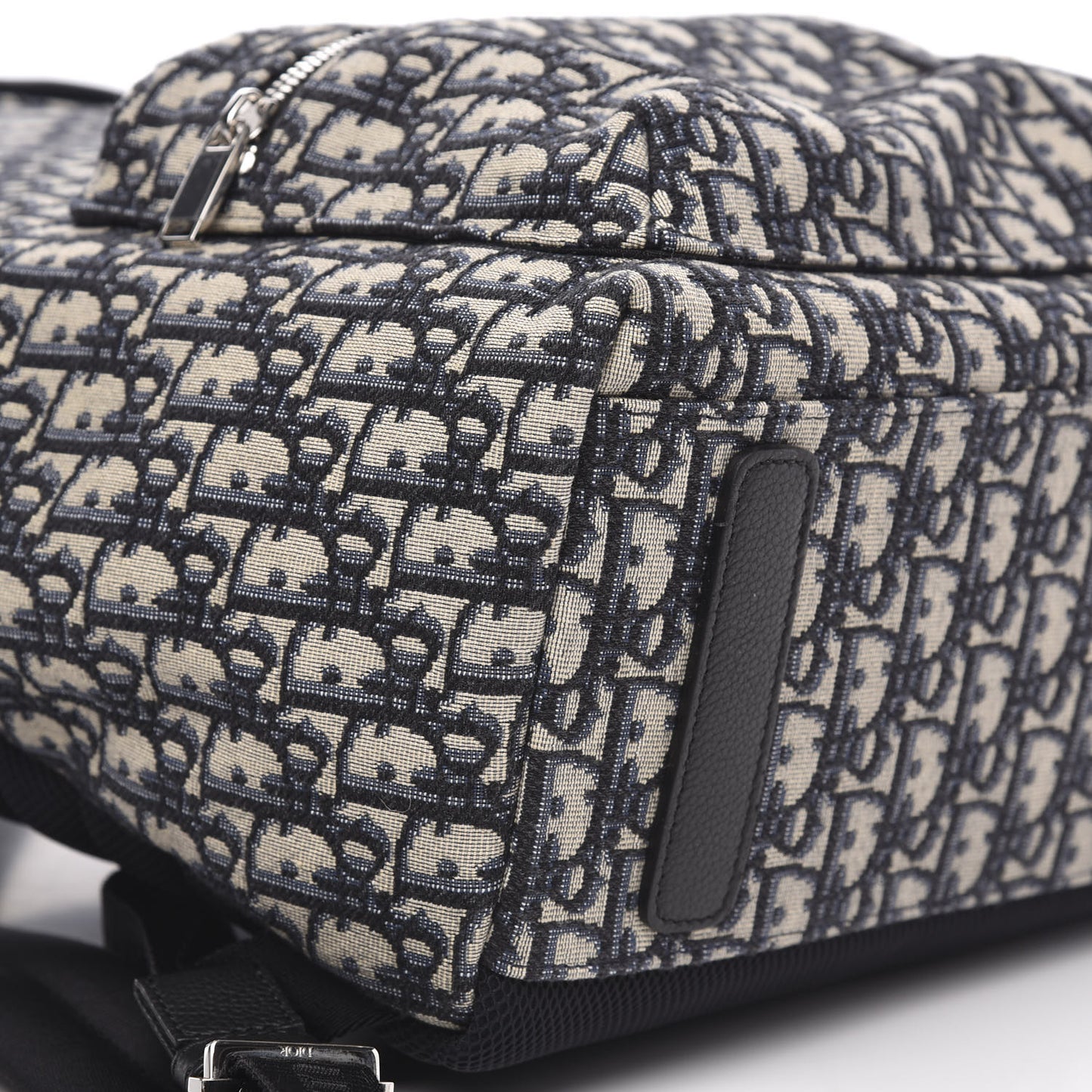 Oblique Calfskin Rider Backpack Beige Black