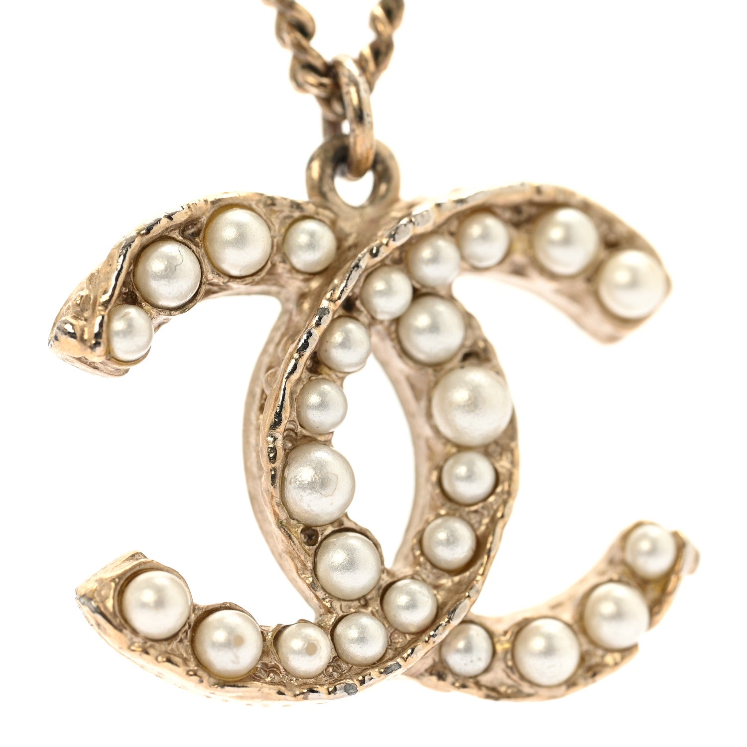 Chanel Pearl CC Pendant Necklace Light Gold 6 of 7