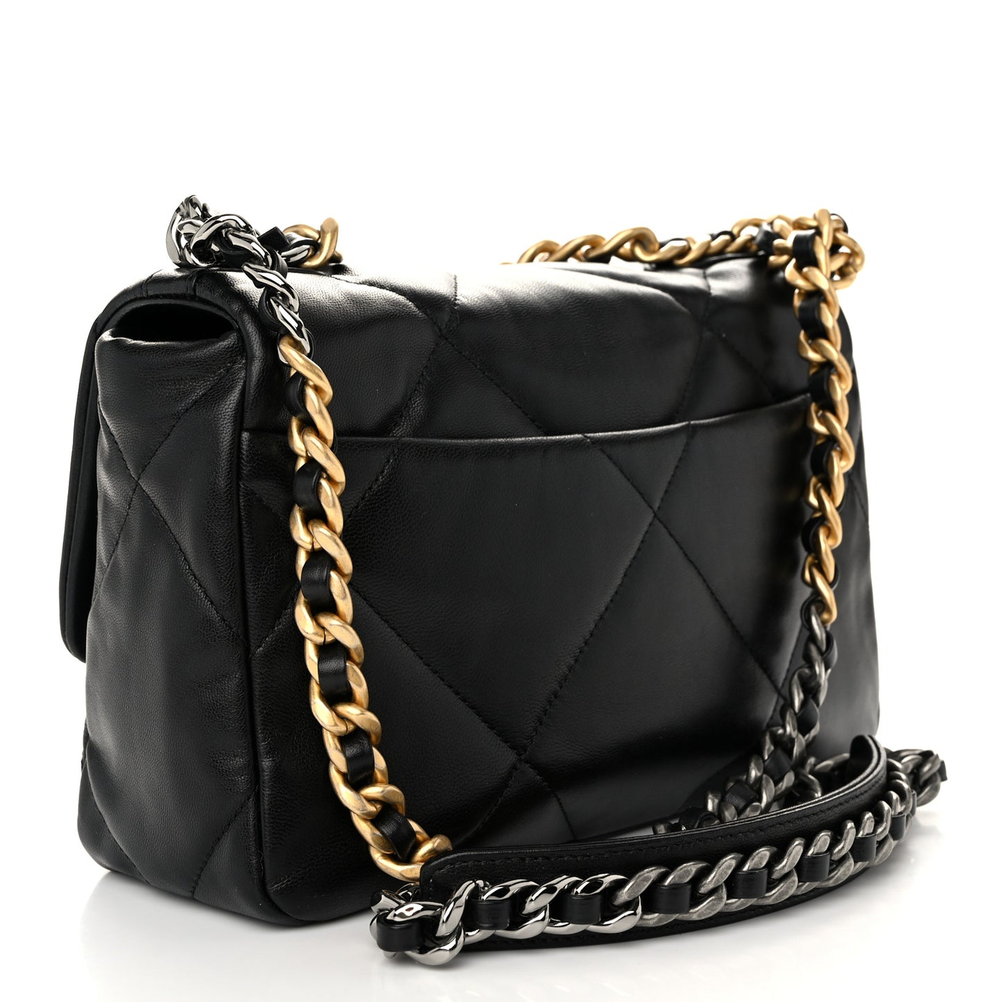 Lambskin Quilted Medium Chanel 19 Flap Black