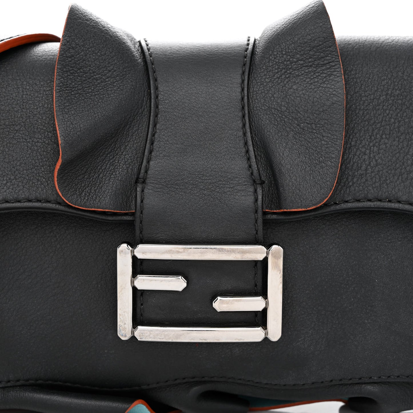 Calfskin Waves Baguette Black Turchese