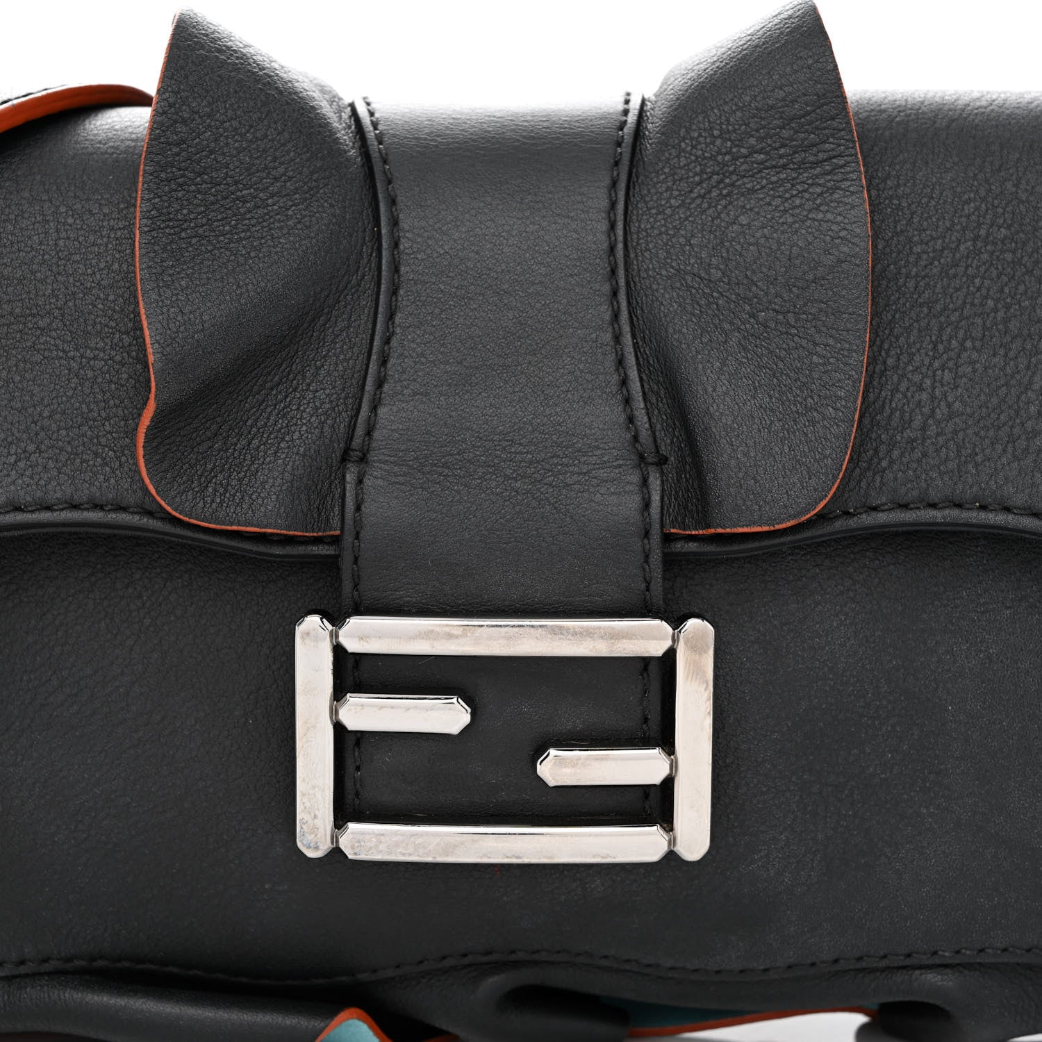 Fendi Calfskin Waves Baguette Black Turchese 8 of 16
