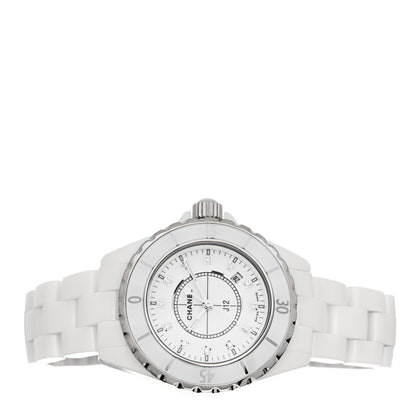Chanel Stainless Steel Ceramic Diamond 33mm J12 Quartz Watch White 2 of 5
