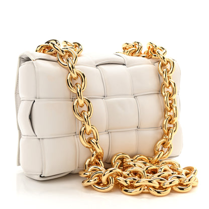 Bottega Veneta Lambskin Maxi Intreccio Padded Chain Cassette Crossbody Bag White 3 of 11