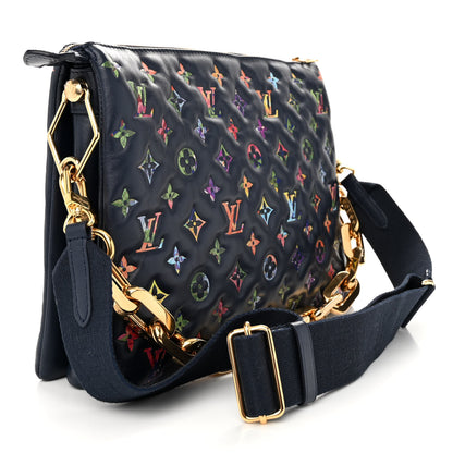 Louis Vuitton Lambskin Embossed Monogram LV Garden Coussin MM Navy Blue 3 of 10