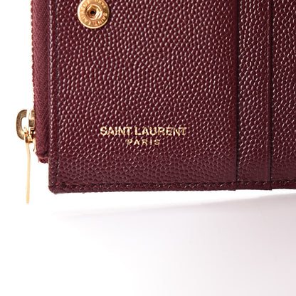 Saint Laurent Grain De Poudre Matelasse Chevron Monogram Zipped Card Case Palissandre 6 of 8